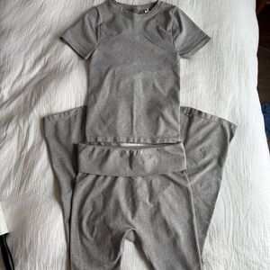 ASOS Fold Over Flare Leggings and Top Set Gray